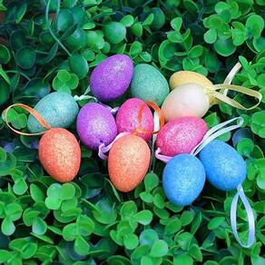 Enfeite Decorativo Páscoa 18 Ovos Pendentes Coloridos
