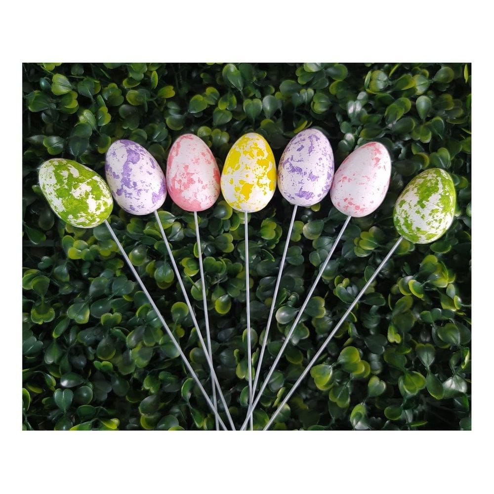 Enfeite Decorativo Ovo De Páscoa com Haste 36 Unidades