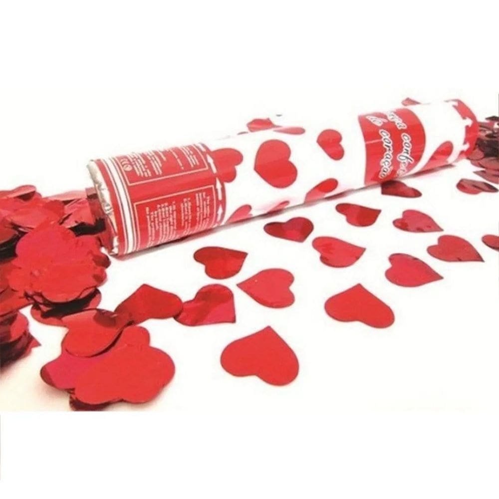 Kit 4 Lança Confete Chuva De Coração 30cm