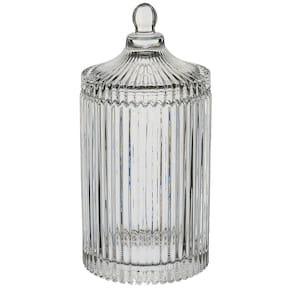POTICHE DECORATIVO BOMBONIERE REDONDO HOME&CO COM TAMPA VIDRO 23x10x10cm TRANSPARENTE