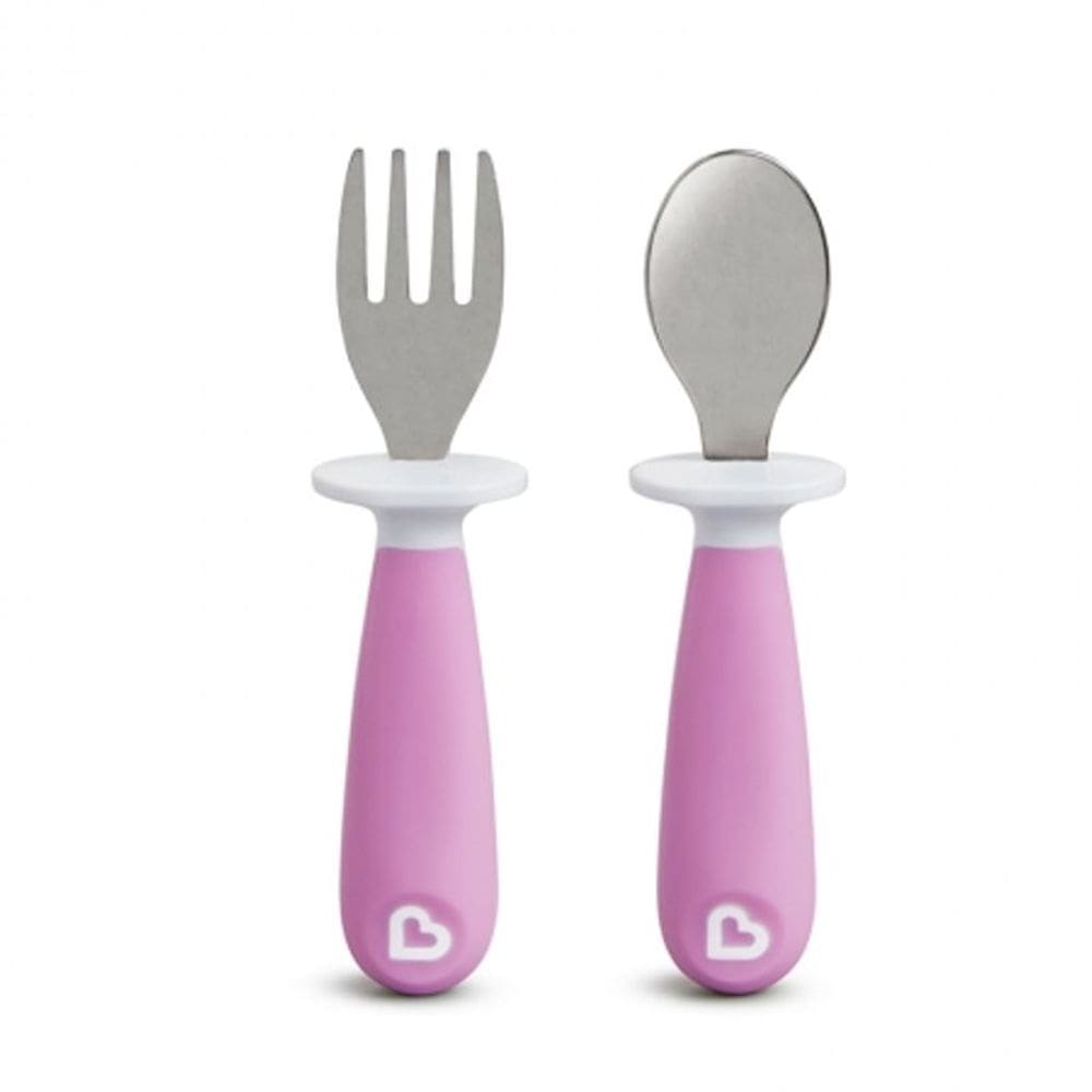 Kit Talher Garfo/Colher Roxo Infantil Munchkin Fofo e Divertido