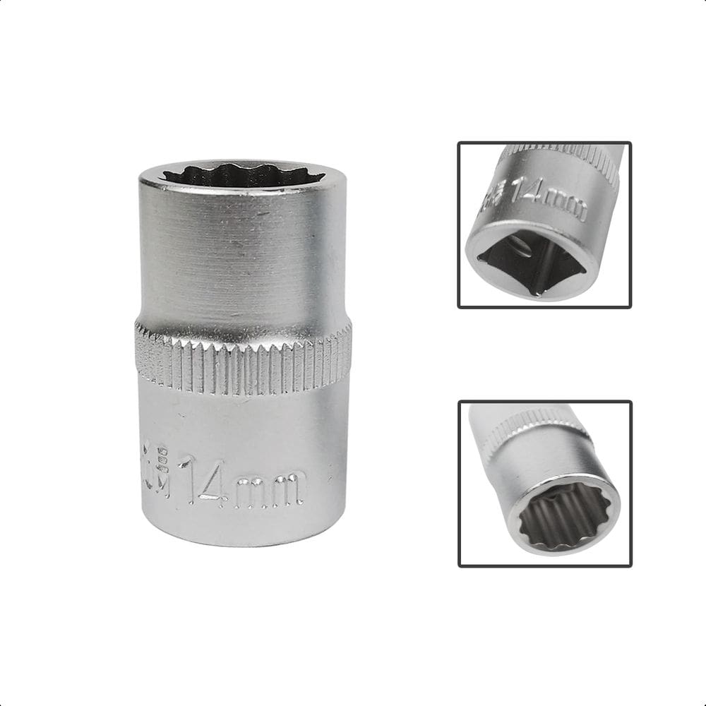 Soquete Estriado Encaixe 1/2 Pols CRV 14mm Aço Cromo Vanádio