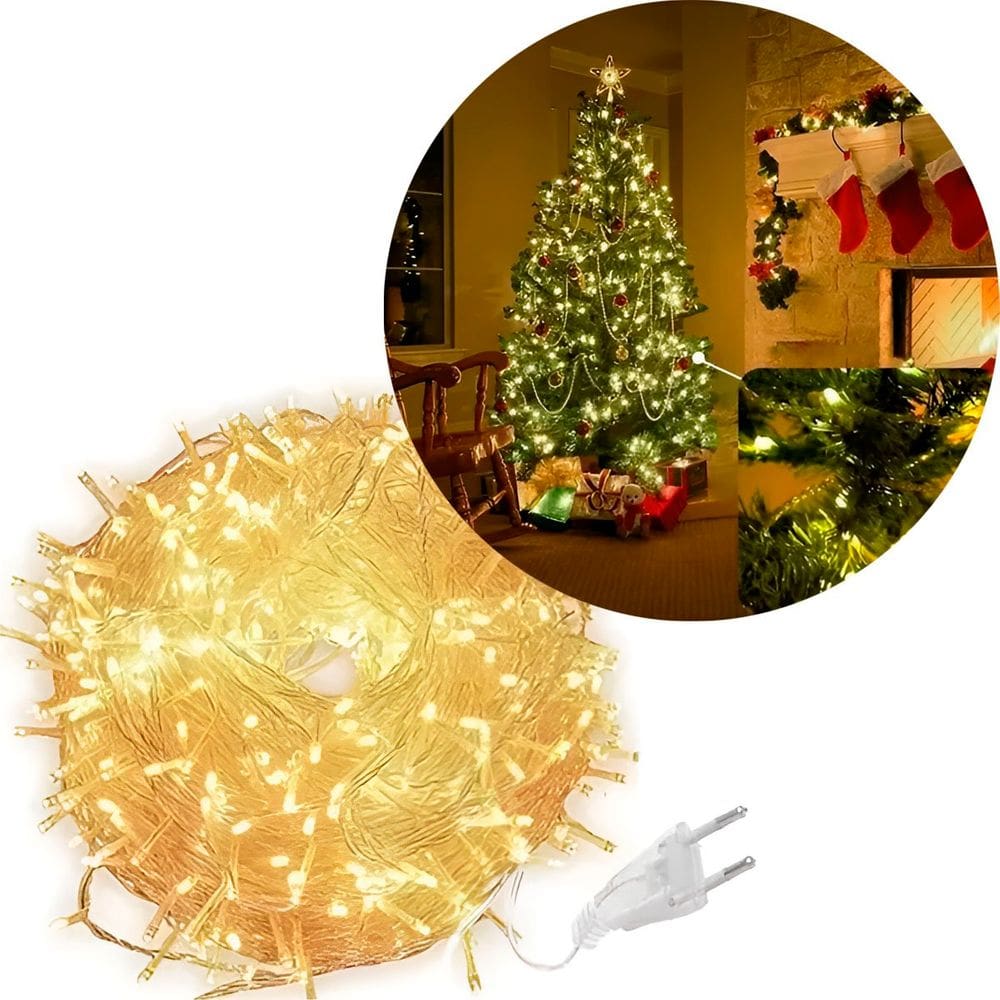 Mangueira De Pisca 320 Led Luzes Lâmpadas Amarelo Natal 3x3m