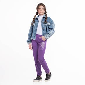Calça Moletom Juvenil Menina Punho Stars