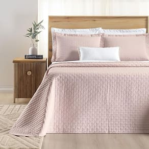 Colcha Cama Queen 3 Peças Bordado 200 Fios Verity Rosa