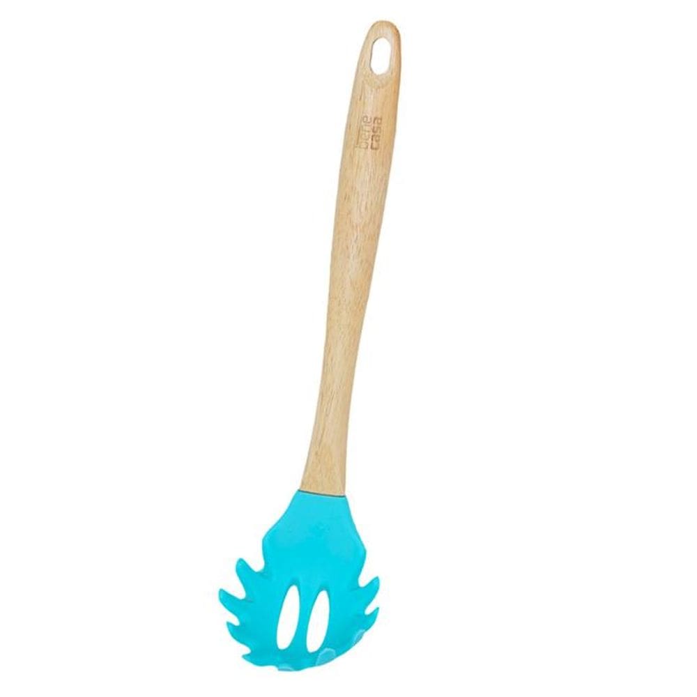 Colher Pegador de Macarrão de Silicone Cabo de Madeira