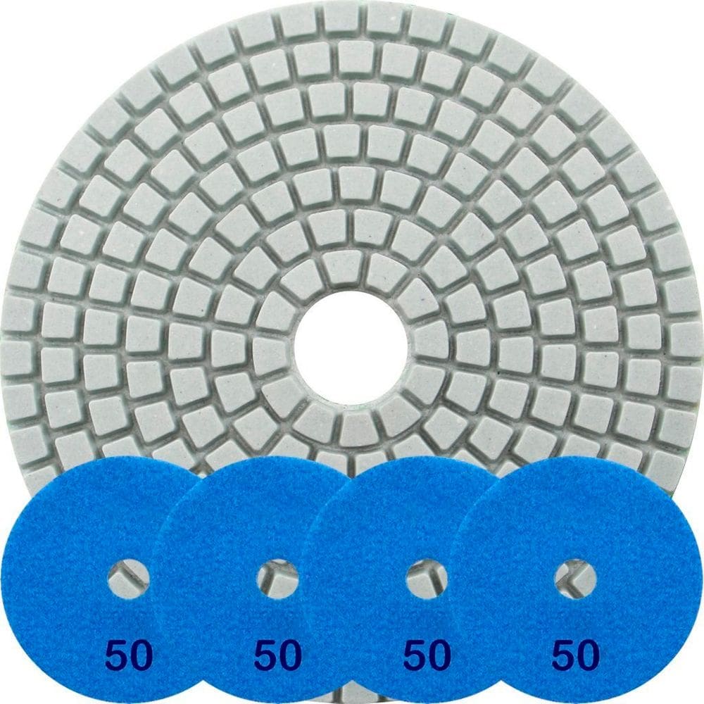 Kit 4 Disco Lixa Polimento Úmido Mármore 10 Cm Grão 50