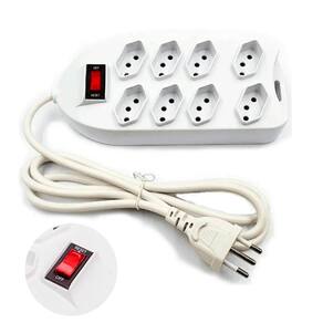 Extensão Energia 8 Tomadas Bivolt 110/220V Cabo 2 Metros