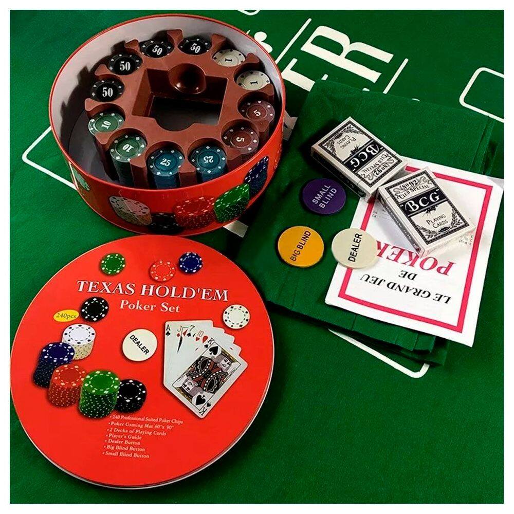 Kit De Poker Completo 108 Cartas e 240 Fichas Com Toalha De Mesa