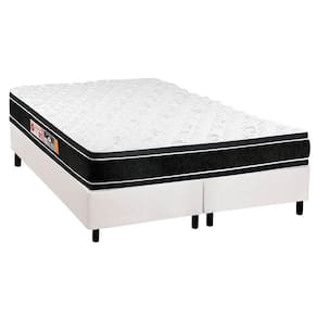Cama Box King: Colchão Espuma Castor D33 Black e White Double Face + Base CRC Courano White(193x203)