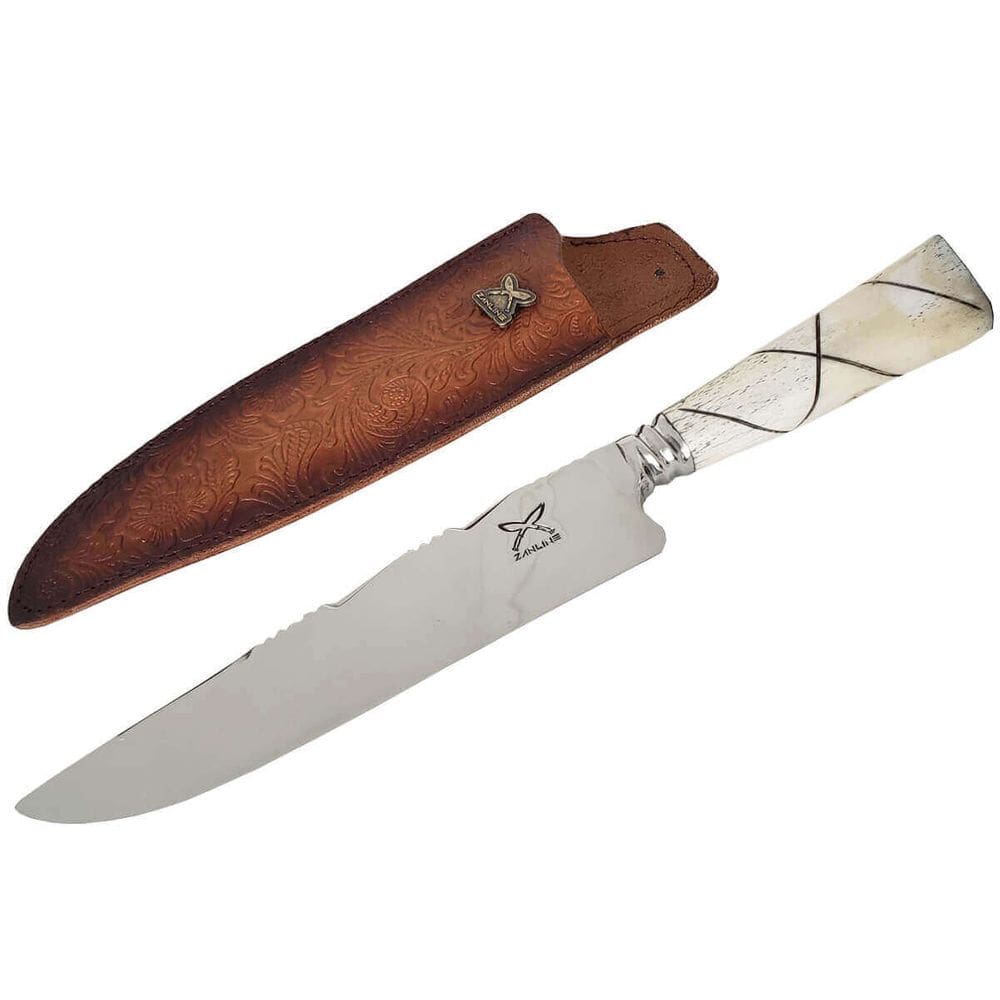 Faca Forjada Integral 9mm Dorso Cabo Osso Artesanal 10` Chur