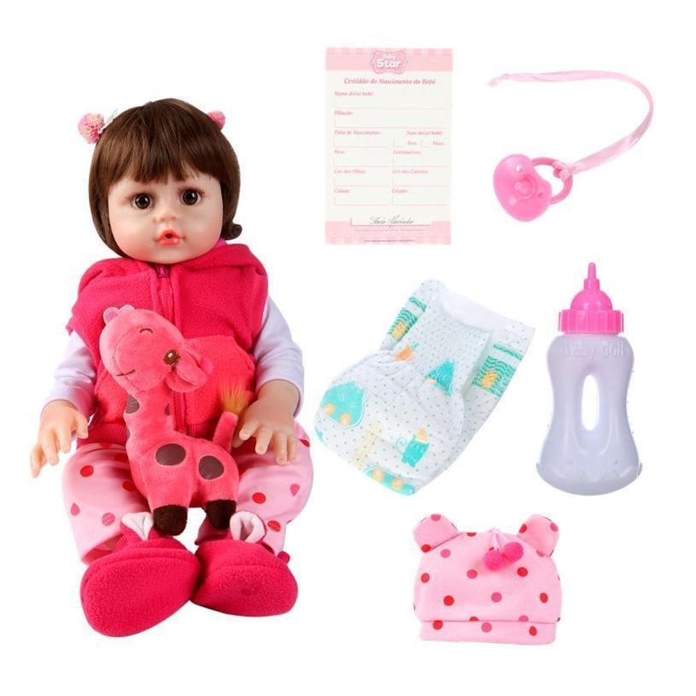 Boneca Bebê Reborn Realista Girafinha Com Acessórios