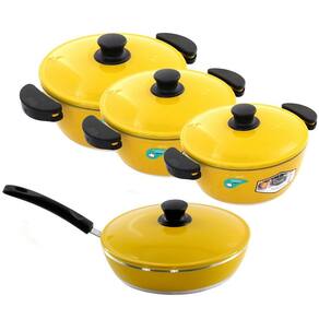 Kit 3 Panelas + Frigideira Gulê Alumínio 4 Peças Amarelo