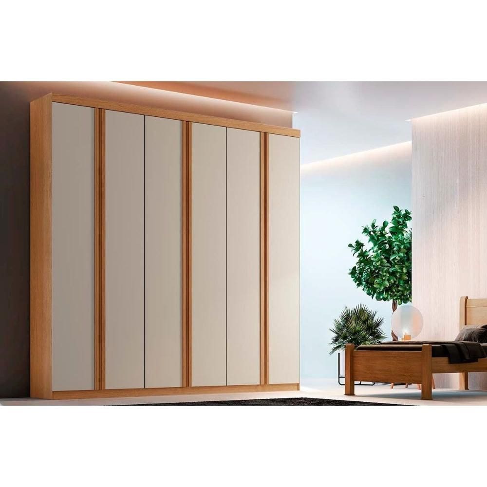 Guarda Roupa 6 Portas Filadélfia e 4 Gavetas Naturale/Off White - Rufato