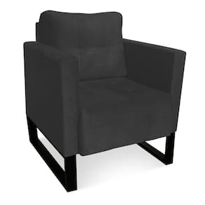 Poltrona Livia Suede Grafite Base Industrial Preto - D`Rossi