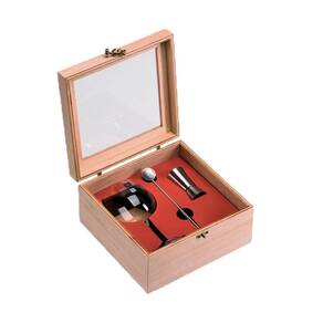 Kit Para Gin Caixa de Madeira com Acessórios e Taça Cristal