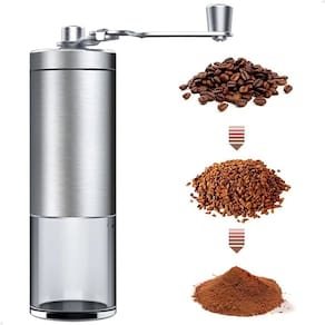 Moedor de Café Manual Lorben Compacto em Inox com Ajuste de Moagem Manivela Giratória