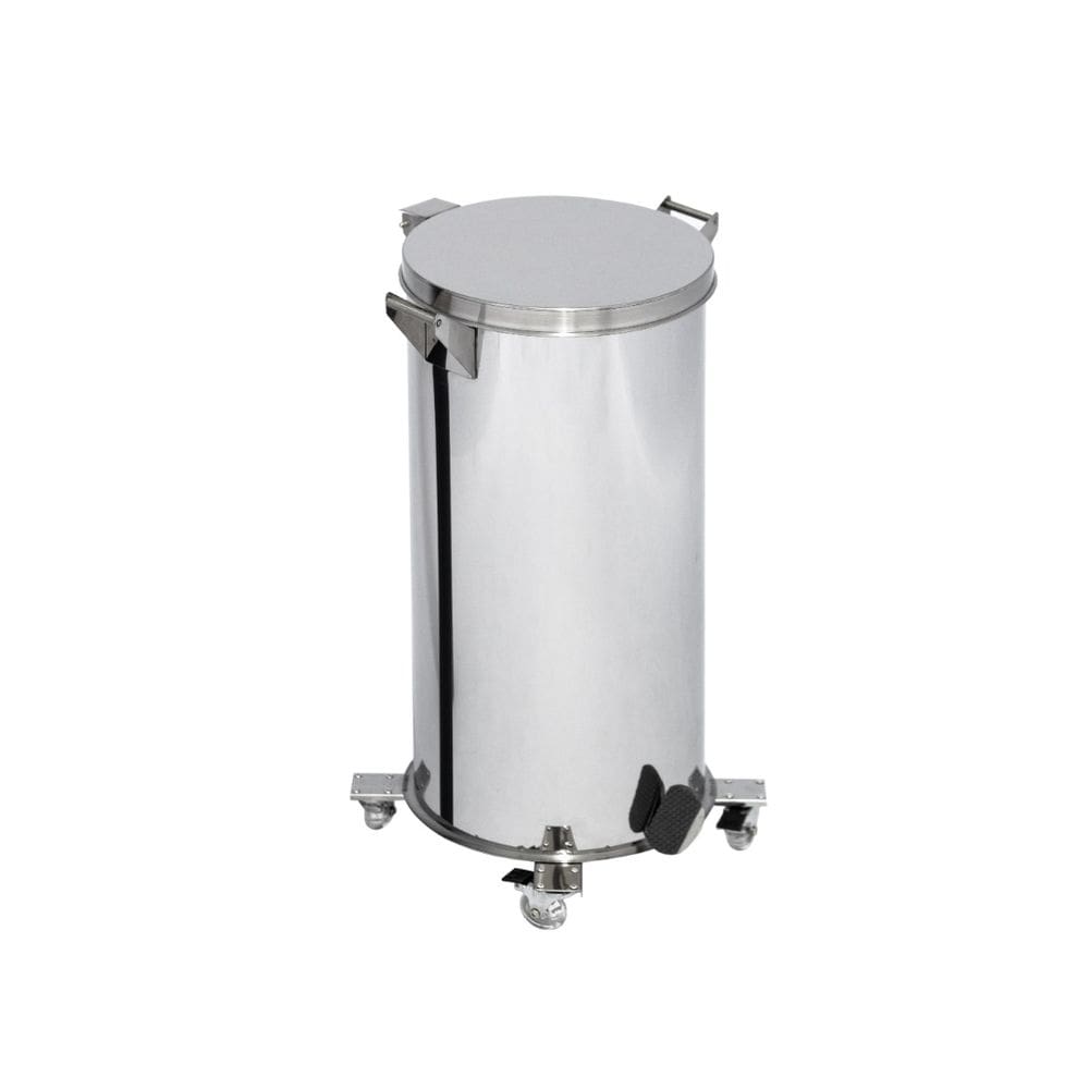 Lixeira Pedal, Rodízio e Alça 120L de Aço Inox