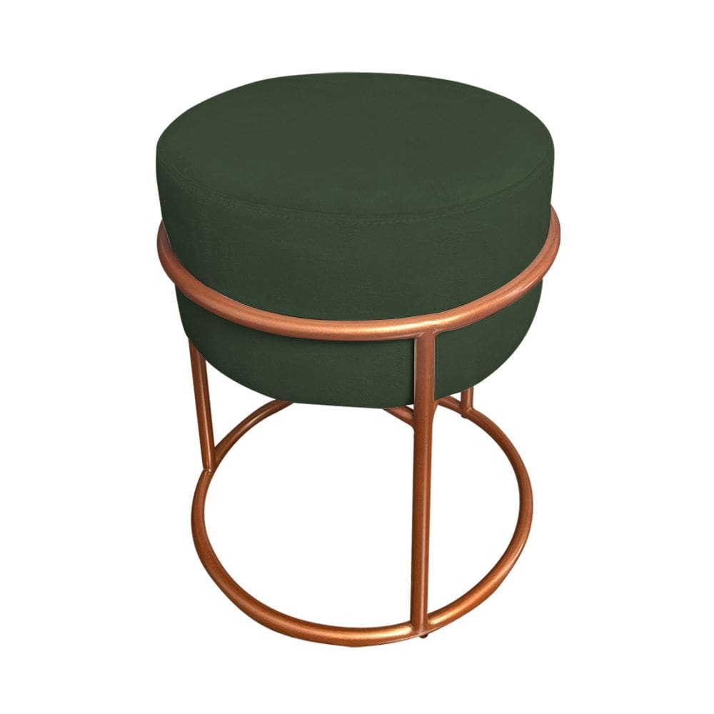 Puff Luma Suede Verde com Base de Aço Cobre