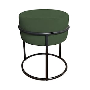 Puff Luma Suede Verde com Base de Aço Preta