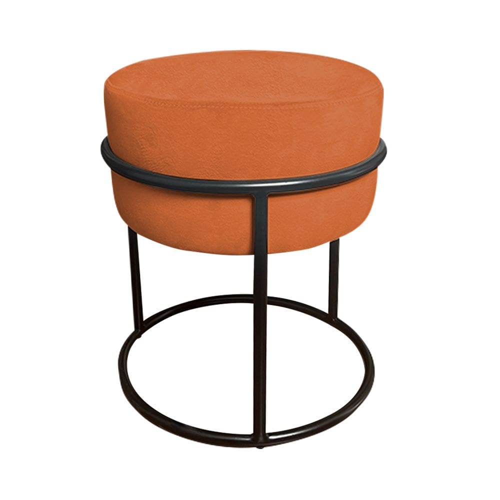 Puff Luma Suede Terracota com Base de Aço Preta