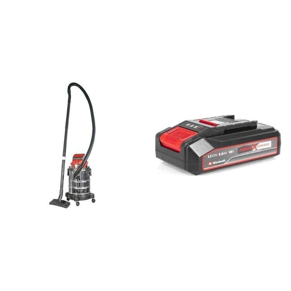 Kit Aspirador de Po e Liquido Tc-vc 18/20 Li com Bateria Power-x-change 18v 2,5 Ah Li Einhell Preto