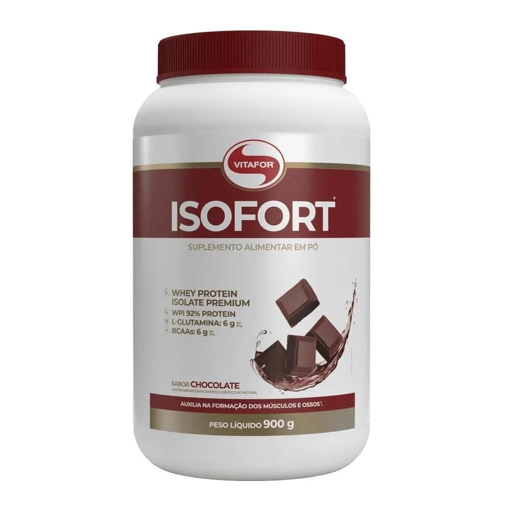 Whey Protein Isolado Isofort 900G Sabor Chocolate Vitafor