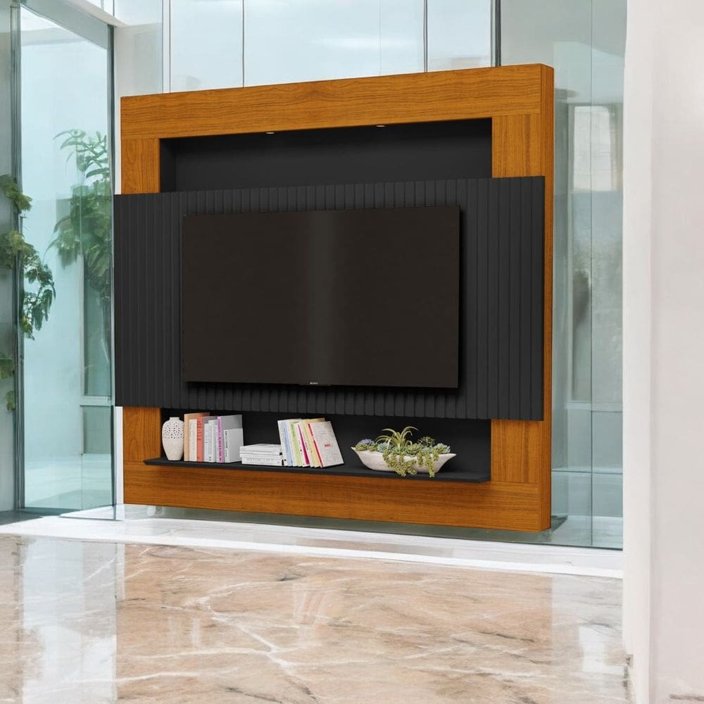Painel TV Sala Ripado Com Led Riviera TV até 75 Polegadas