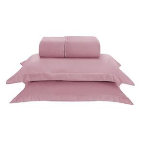 Kit Jogo Lençol Elastico Aba 300 Fios Casal 3 Peças Rose