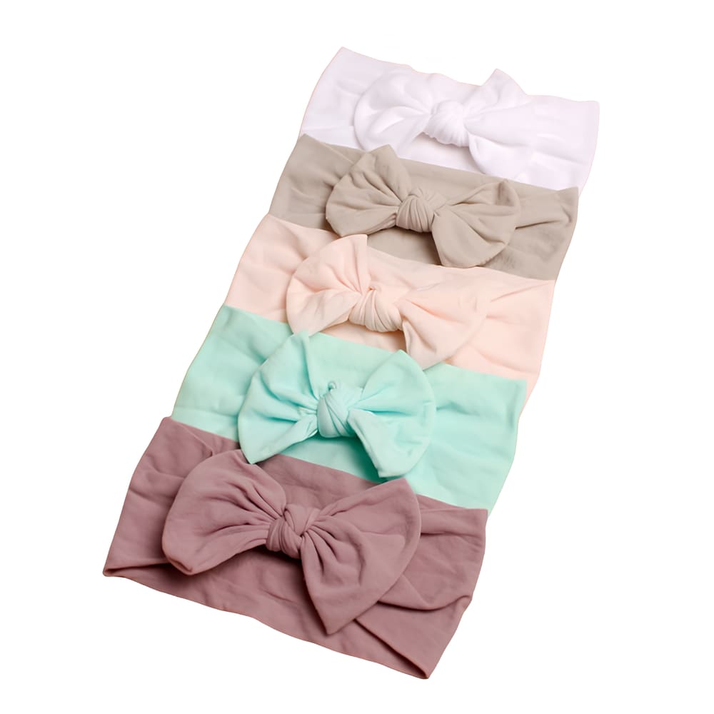 Laços de Bebê Faixinha Turbante Meia de Seda Kit 5 Unidades