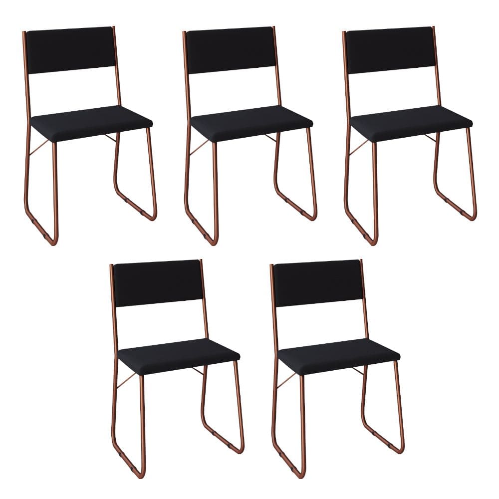 Kit 5 Cadeiras de Jantar Estofadas Angra - Cobre e Preta