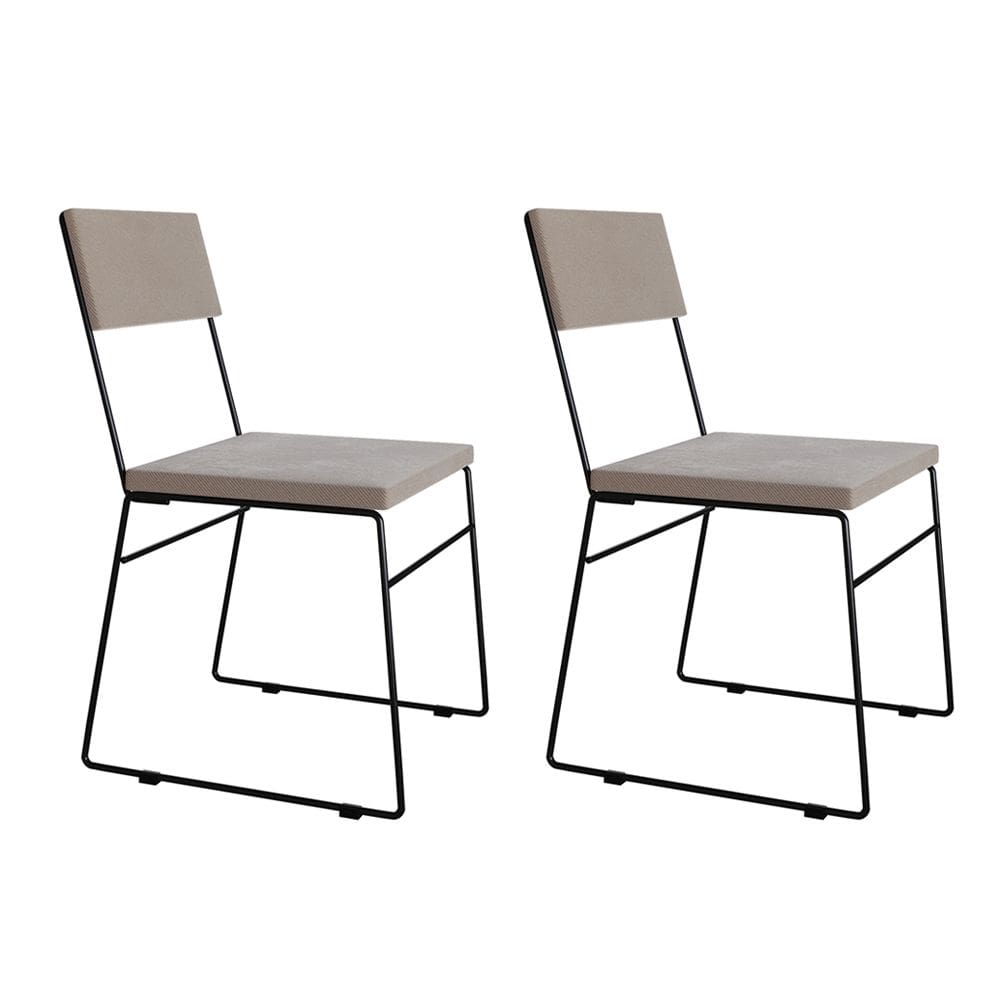 Kit 2 Cadeiras de Jantar Estofada Málaga Veludo Bege