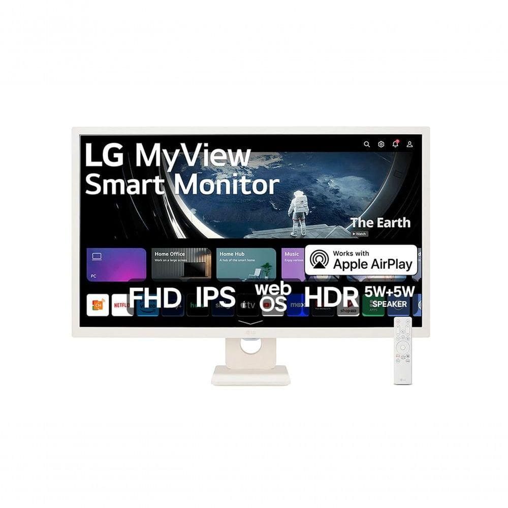Monitor LG Myview Smart Tela IPS 32`` Fhd Webos Screen Share HDR10 Thinq Air Play 2 Bluetooth USB HDMI 32SR50F-W