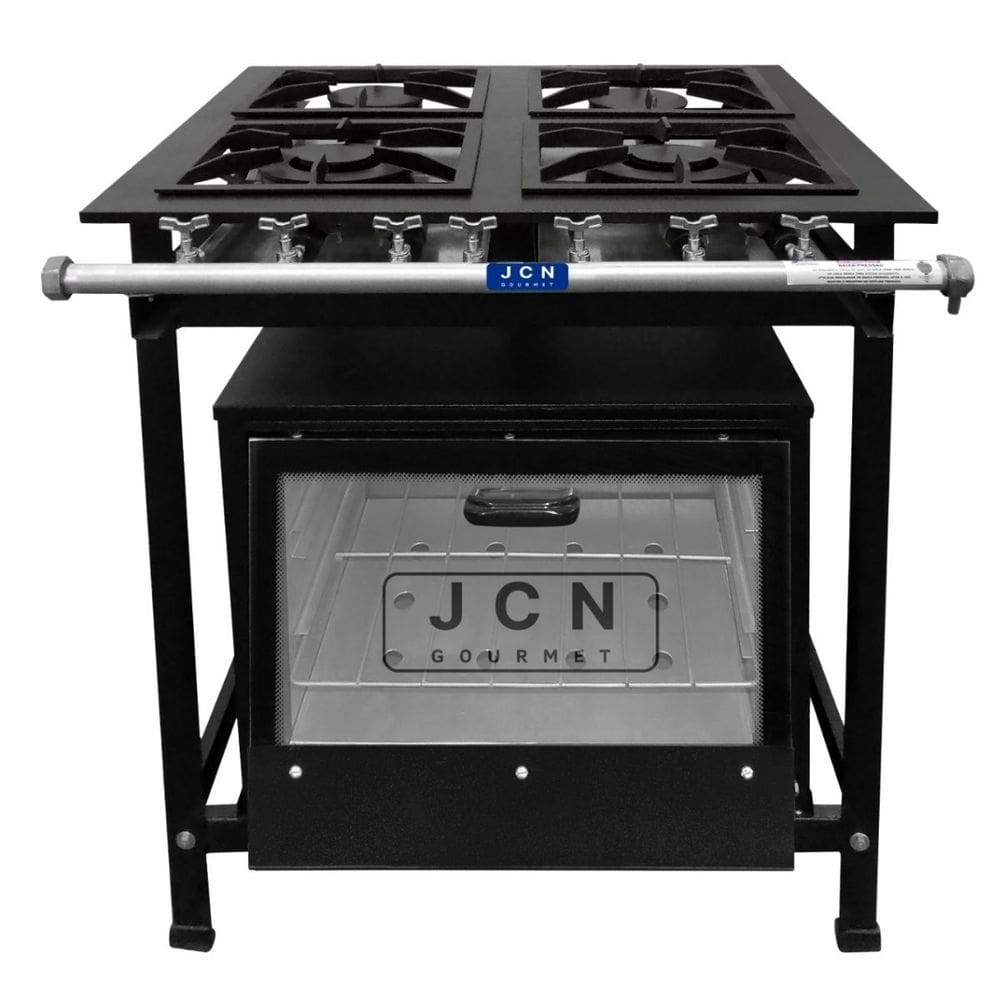 Fogão Industrial 4 Bocas 30x30 Baixa Pressão P5 com Forno Tampa de Vidro JCN