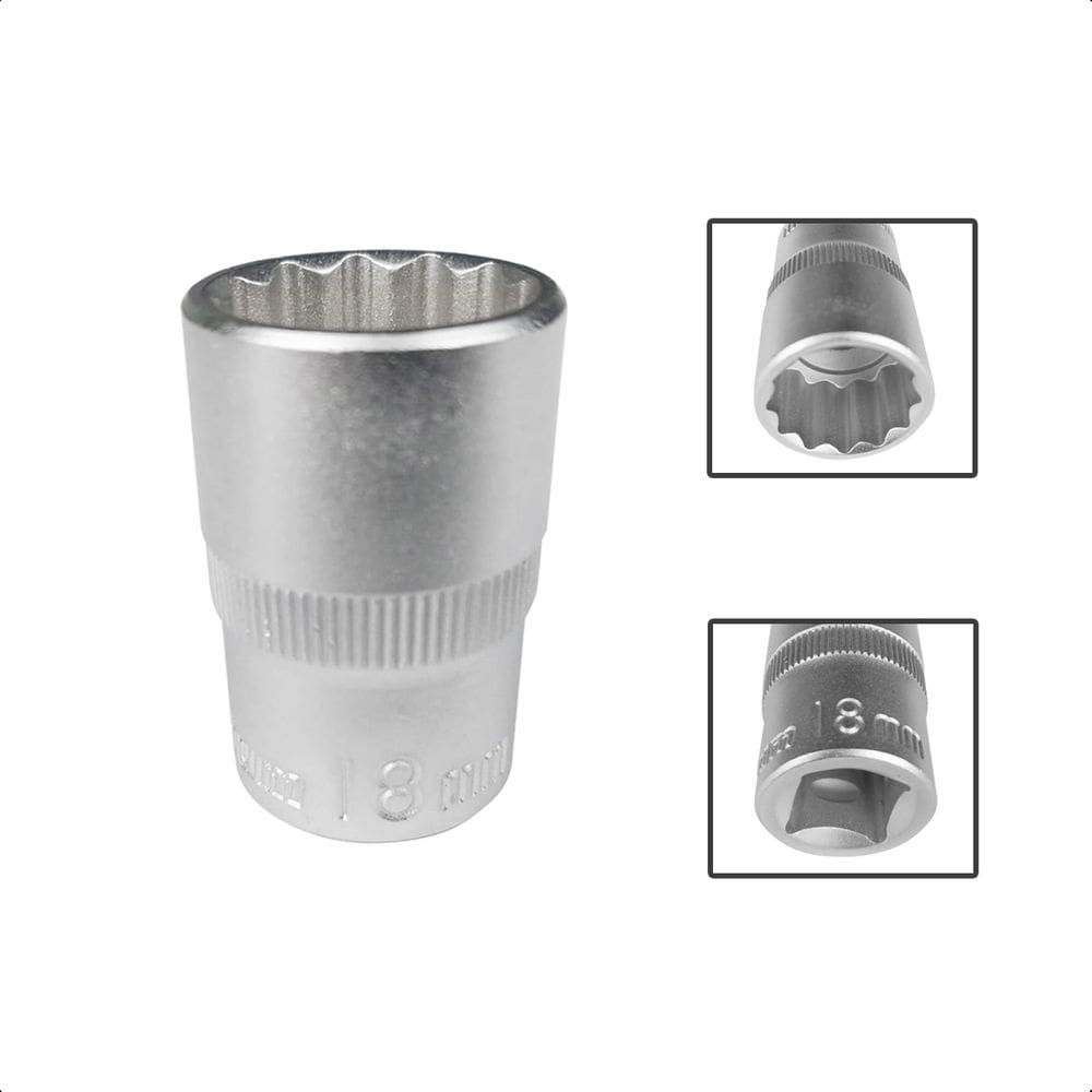 Soquete Estriado Encaixe 1/2 Pols CRV 18mm Aço Cromo Vanádio