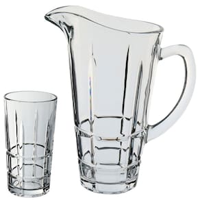 JOGO 7 PEÇAS JARRA/COPOS PARA REFRESCO SUCO ÁGUA HOME&CO VIDRO 1L/300ml TRANSPARENTE