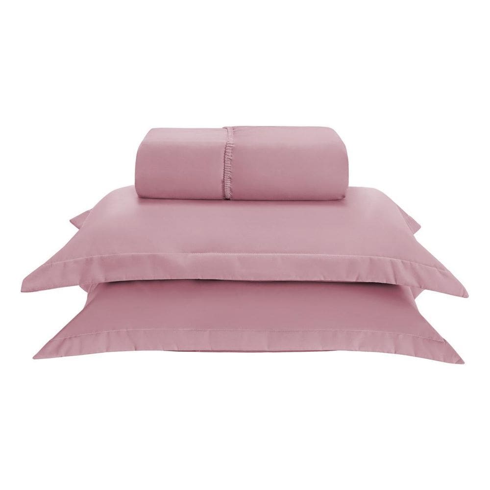 Kit Jogo Lençol Elástico 300 Fios Casal Queen 3 Peças Rose