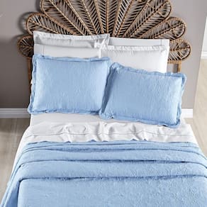 Colcha Cama Casal 3 Peça 200 Fios Matelada Angel Azul Astral