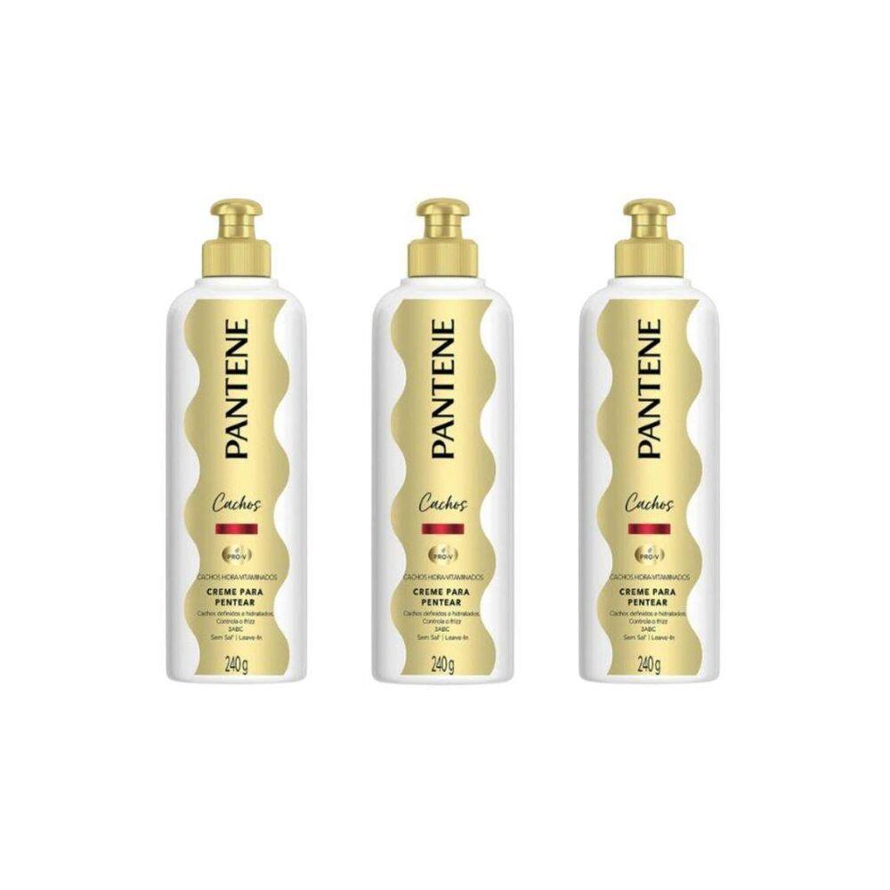 Creme Para Pentear Pantene 240G Hidra-Vit Cachos - Kit C/3Un