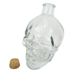 Kit 6 Frascos Garrafa Caveira de Vidro Com Rolha Para Decoração 450Ml