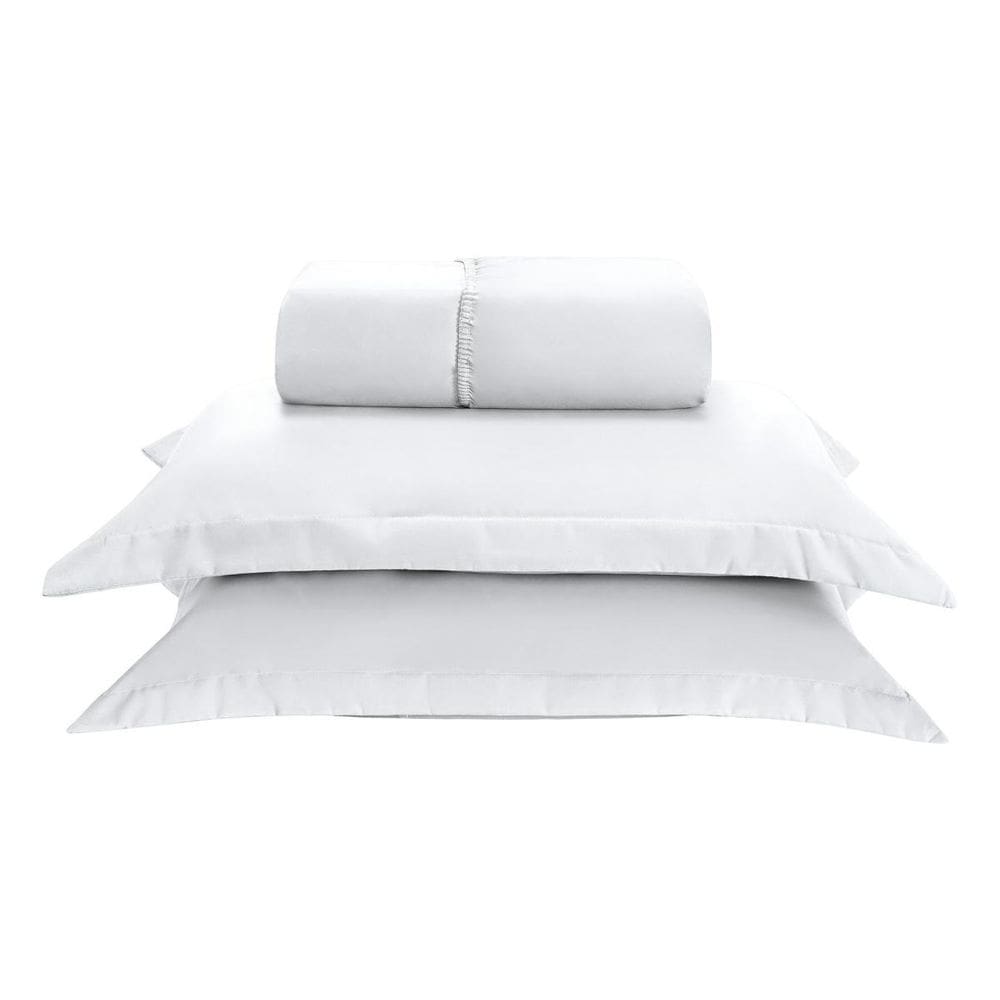 Kit Jogo Lençol Elástico 300 Fios Casal Queen 3 Peças Branco