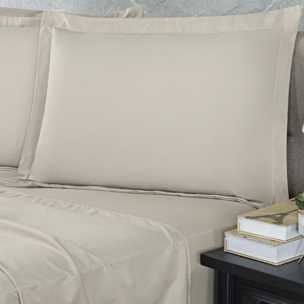 Kit Jogo Lençol Elastico 300 Fios Cama Solteiro 3 Peças Bege