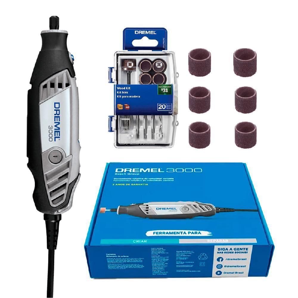 Dremel 3000 220V Com Tubo De Lixa 432 E 11 Acessórios 733