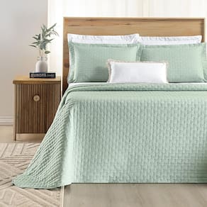 Colcha Cama Queen 3 Peças Bordado 200 Fios Verity Menta