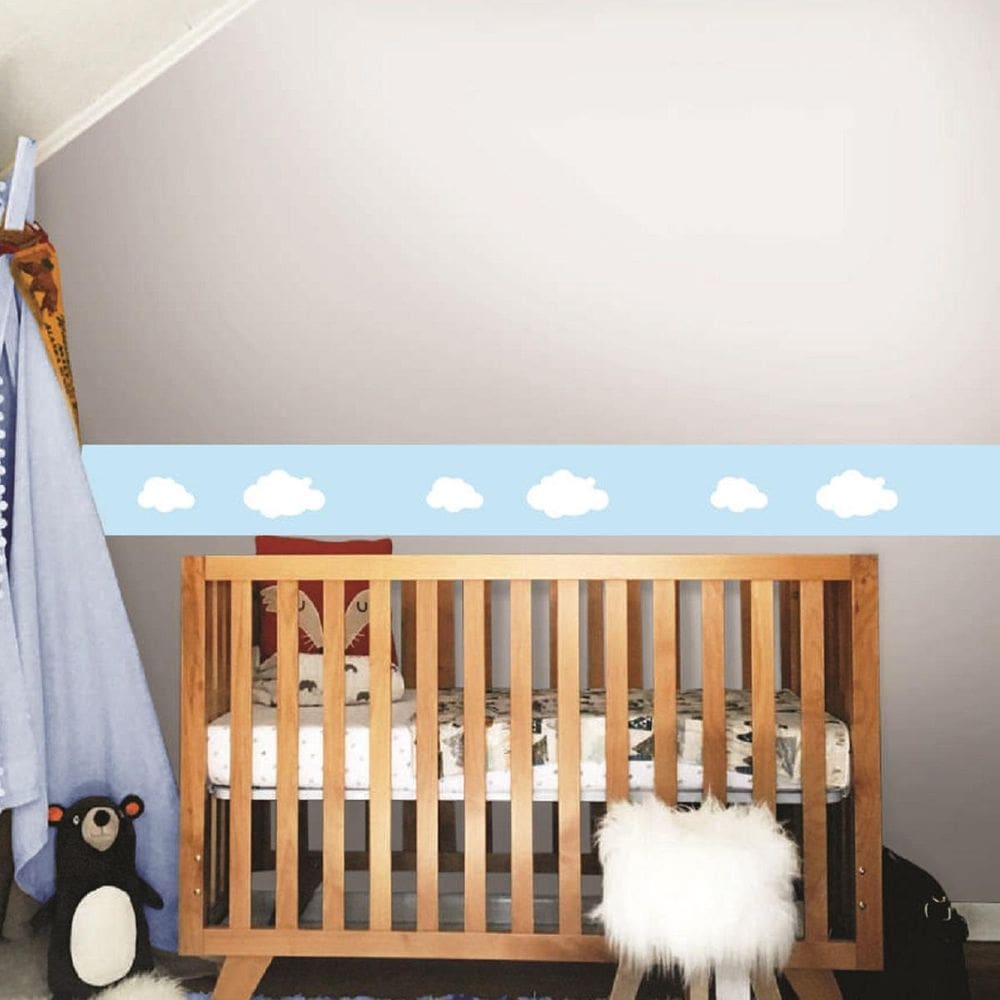 Faixa Decorativa Quarto Bebê Infantil Nuvens Azul 10M