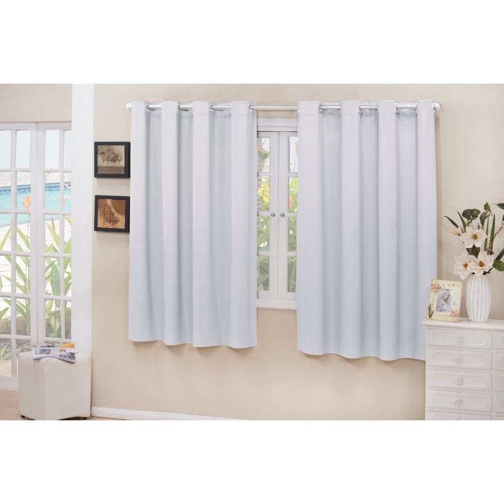 Cortina Cozinha Blackout Branco Gelo 2,60x1,30 Corta Luz