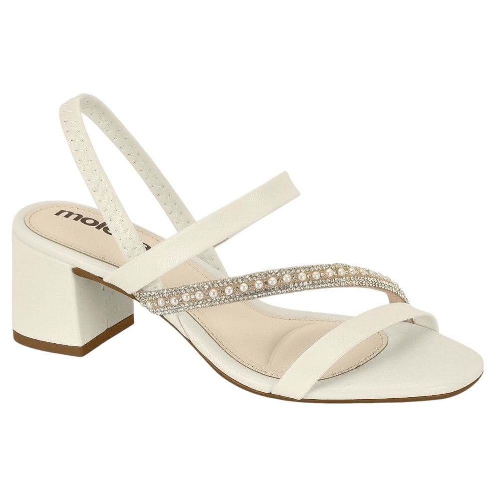 Sandália Salto Grosso Moleca 5496.102 Feminina - Branco Off