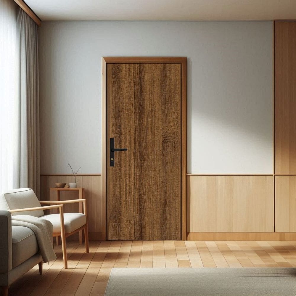 Kit Porta de Madeira 215x65cm Batente de Aço 14cm Duraplac Marrom