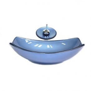 Cubas e Pias- de Vidro Quadrada 31cm Azul
