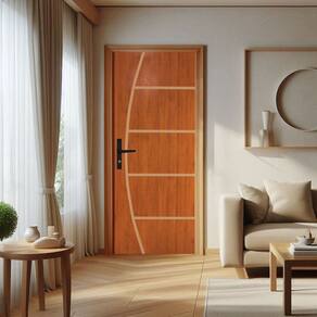 Kit Porta de Madeira 215x85cm Batente de Aço 6,5cm Duraplac Marrom